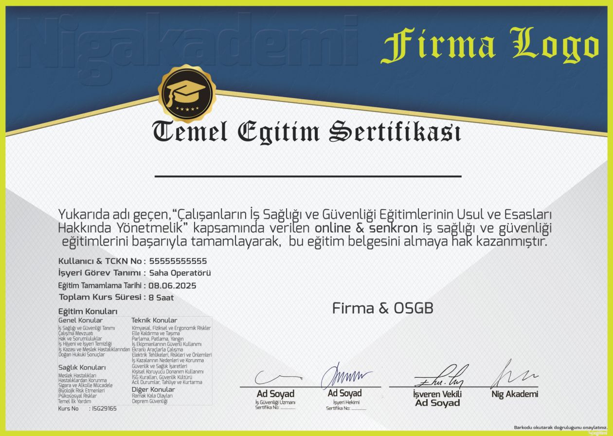 Temel İş Güvenliği Eğitimi