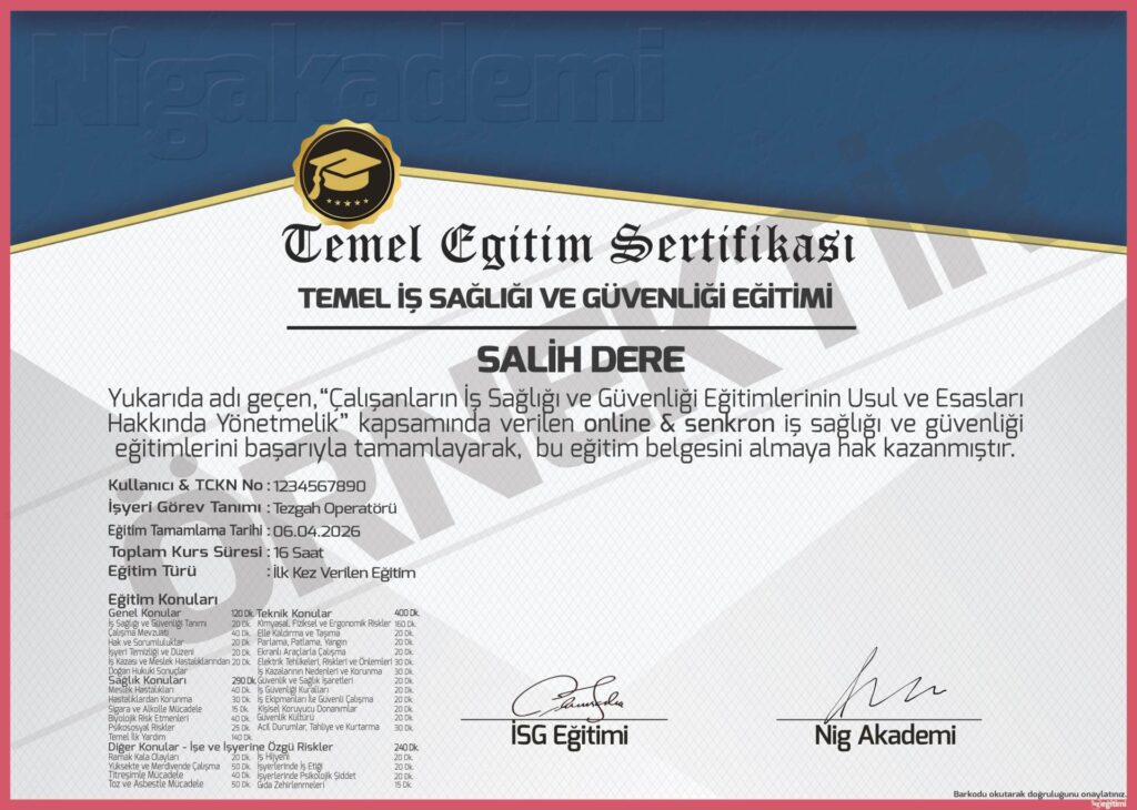 Restoran ve Mutfak Sektörü Temel İSG Eğitimi 1 Temel İş Sağlığı ve Güvenliği Eğitimi | Çok Tehlikeli