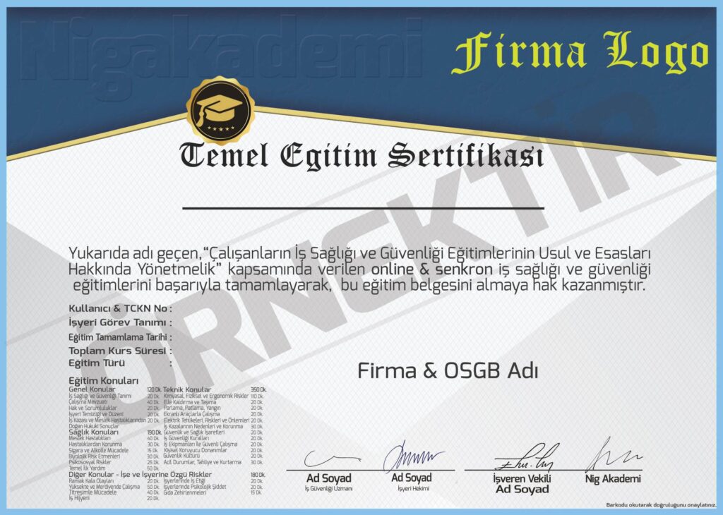 Temel İş Sağlığı ve Güvenliği Eğitimi | Tehlikeli