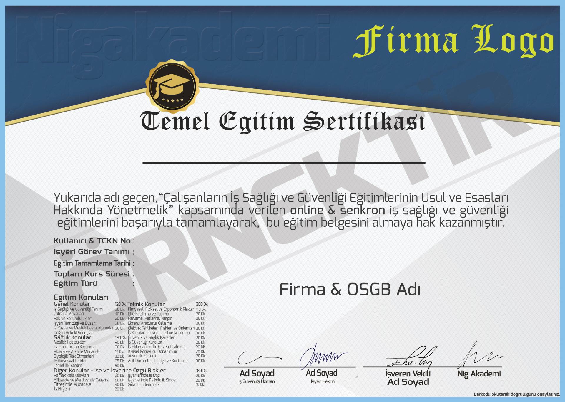 Temel İş Sağlığı ve Güvenliği Eğitimi | Tehlikeli